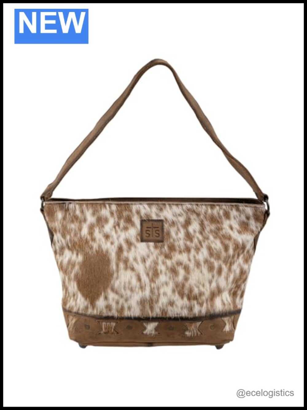 Genuine Hair on Hide Leather Top-Handle Satchel Purse with Shoulder Strap